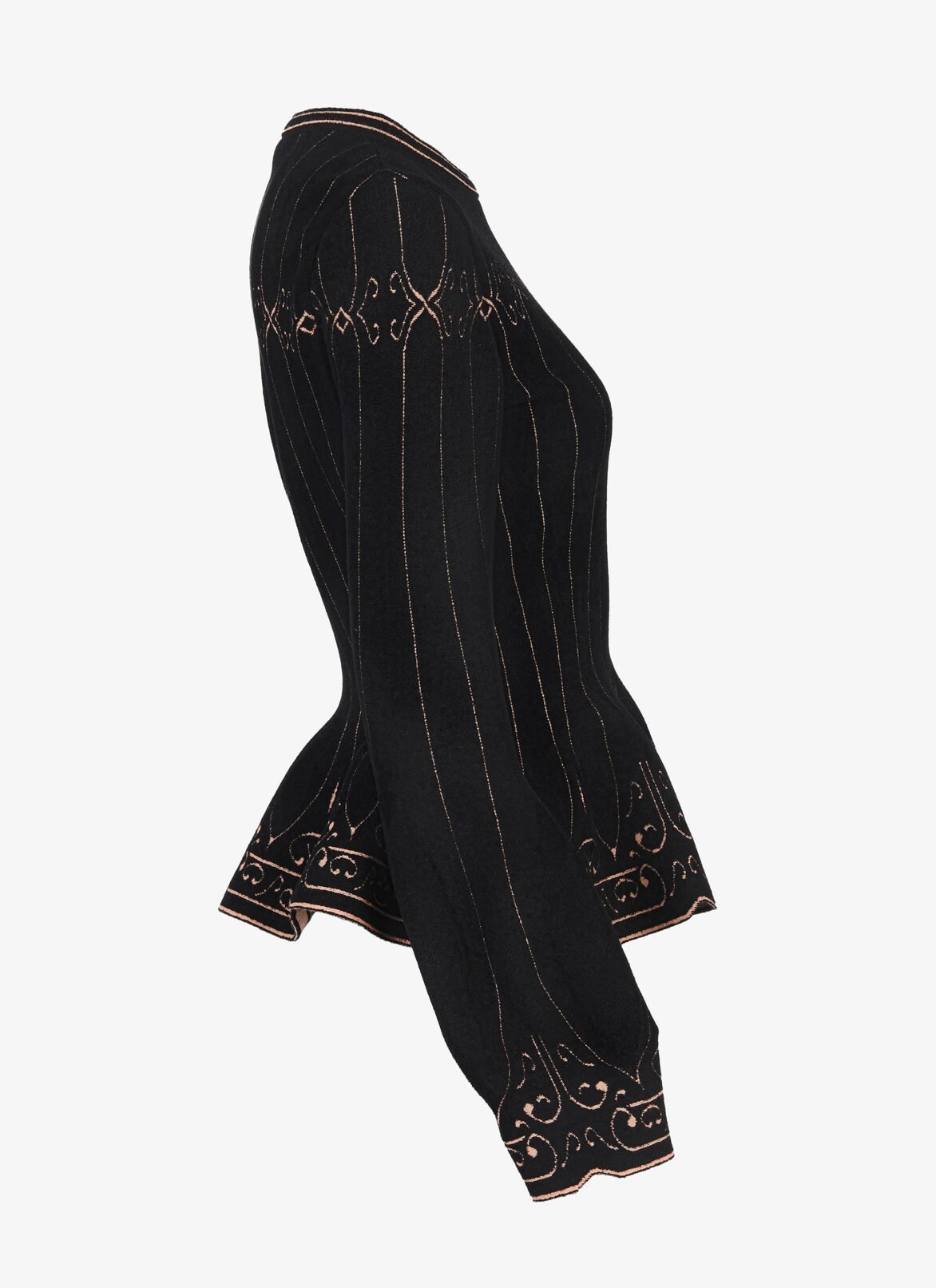LONG SLEEVE SWEATER CALLIGRAPHIE BLACK/NUDE ALAÏA BLACK/LIGHT PINK  LONG SLEEVE SWEATER CALLIGRAPHIE BLACK/NUDE